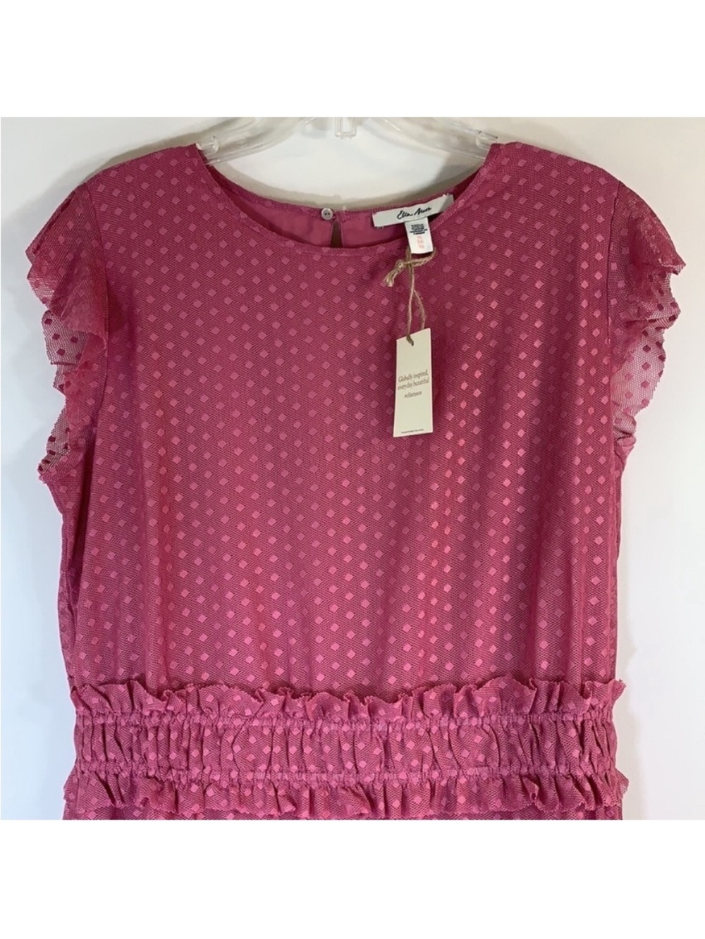 Ella Moon Cap Sleeve Ruffle Shoulder Smock Waist Dress. XL. NWT. - Picture 4 of 10